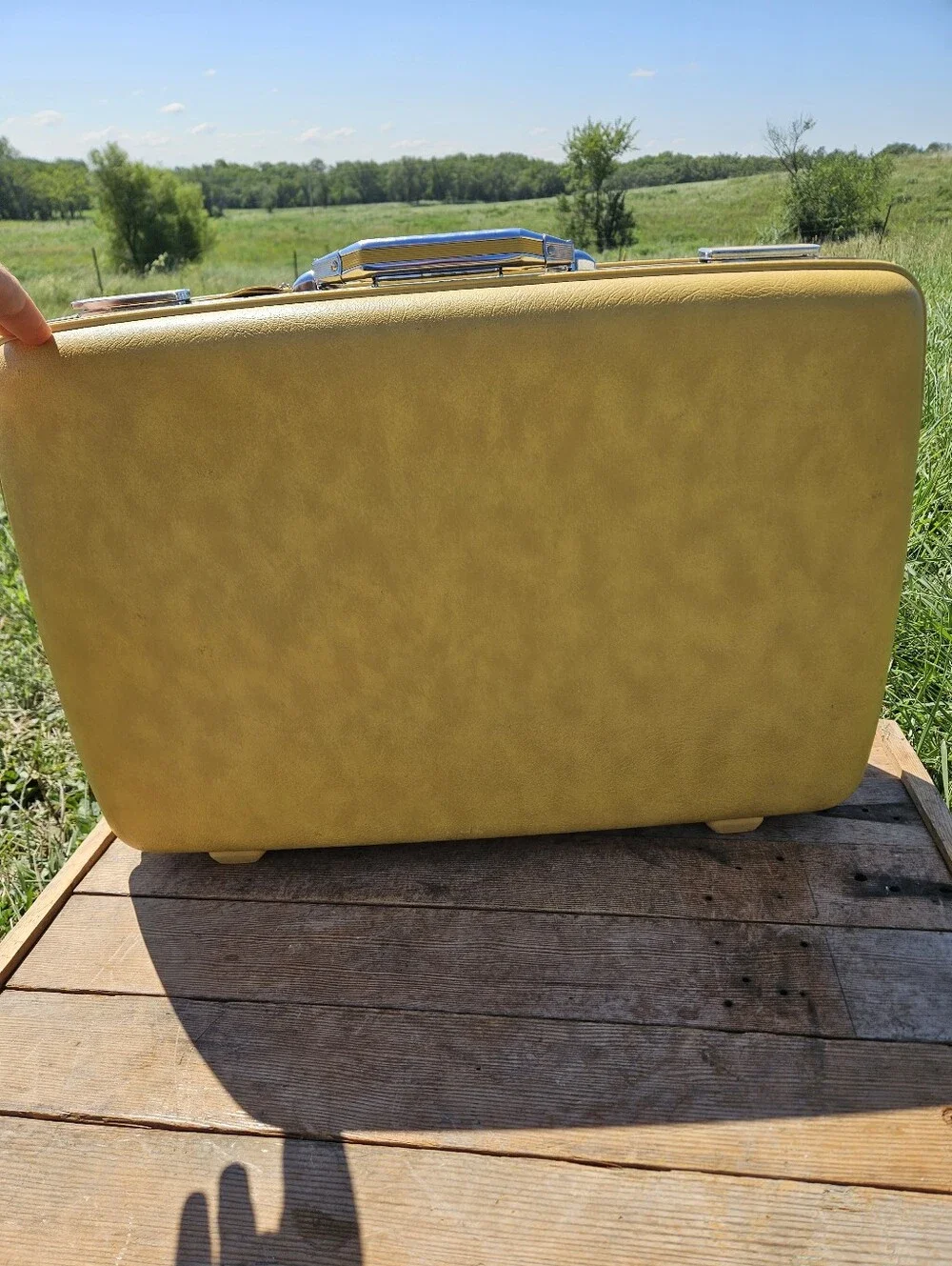 VINTAGE 70s MCM American Tourister Escort Suitcase Yellow Hardshell Luggage